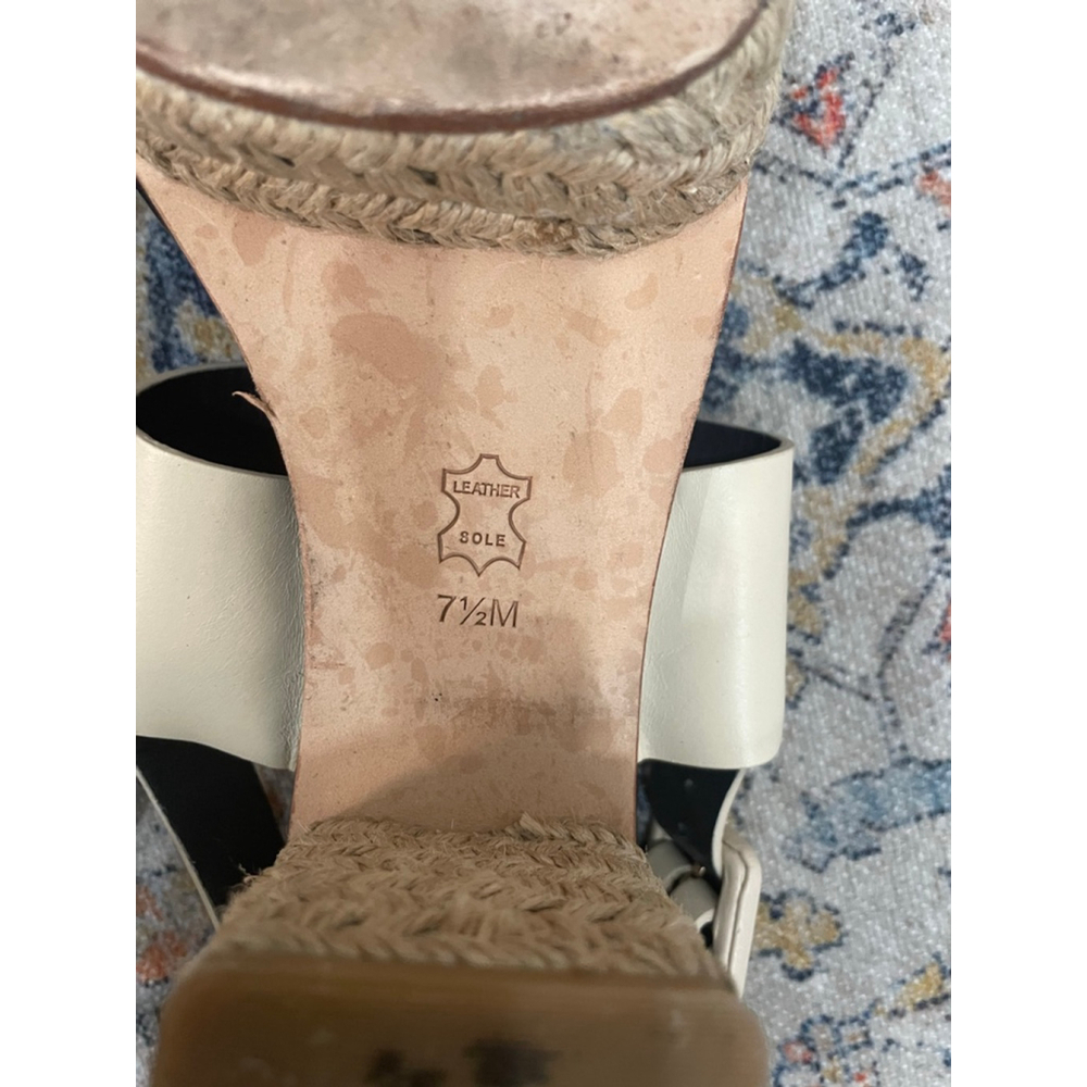 Tory Burch Solana Beige Espadrille Block Heel Platform Sandals 7.5 Preppy Twee - Picture 9 of 9